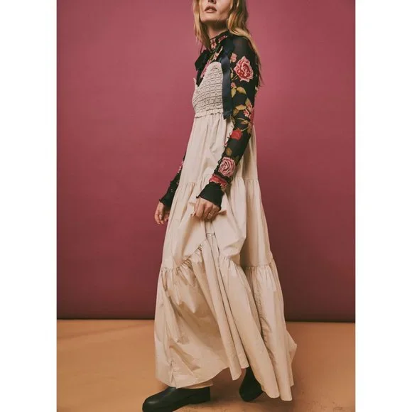 FREE PEOPLE Bluebell Solid Maxi Dress / Vacation Sand - Picture 5 of 13